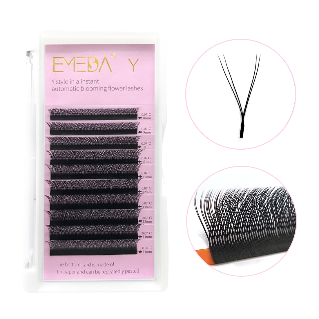Inquiry for wholesale Hot Amazon Y shape lash extensions private label YY lash 0.07 Curl  8-15mm mixed tray In US XJ53 
